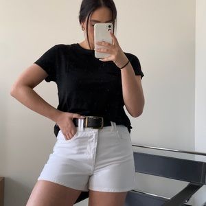 FRAME triple stitch detail short